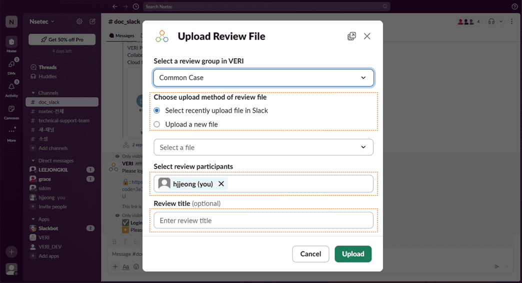 Create a review & upload files